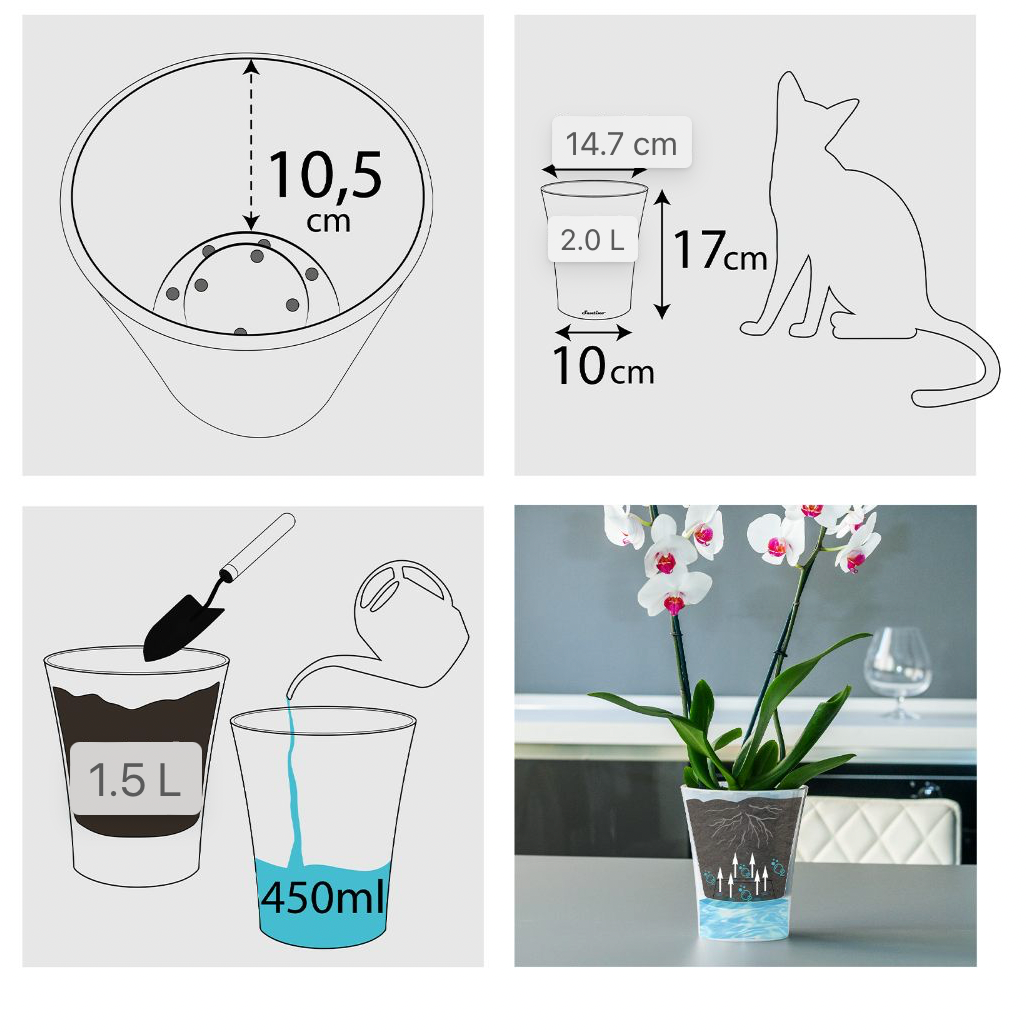 Arte-Dea Self-Watering Orchid Pot Glitter Effect